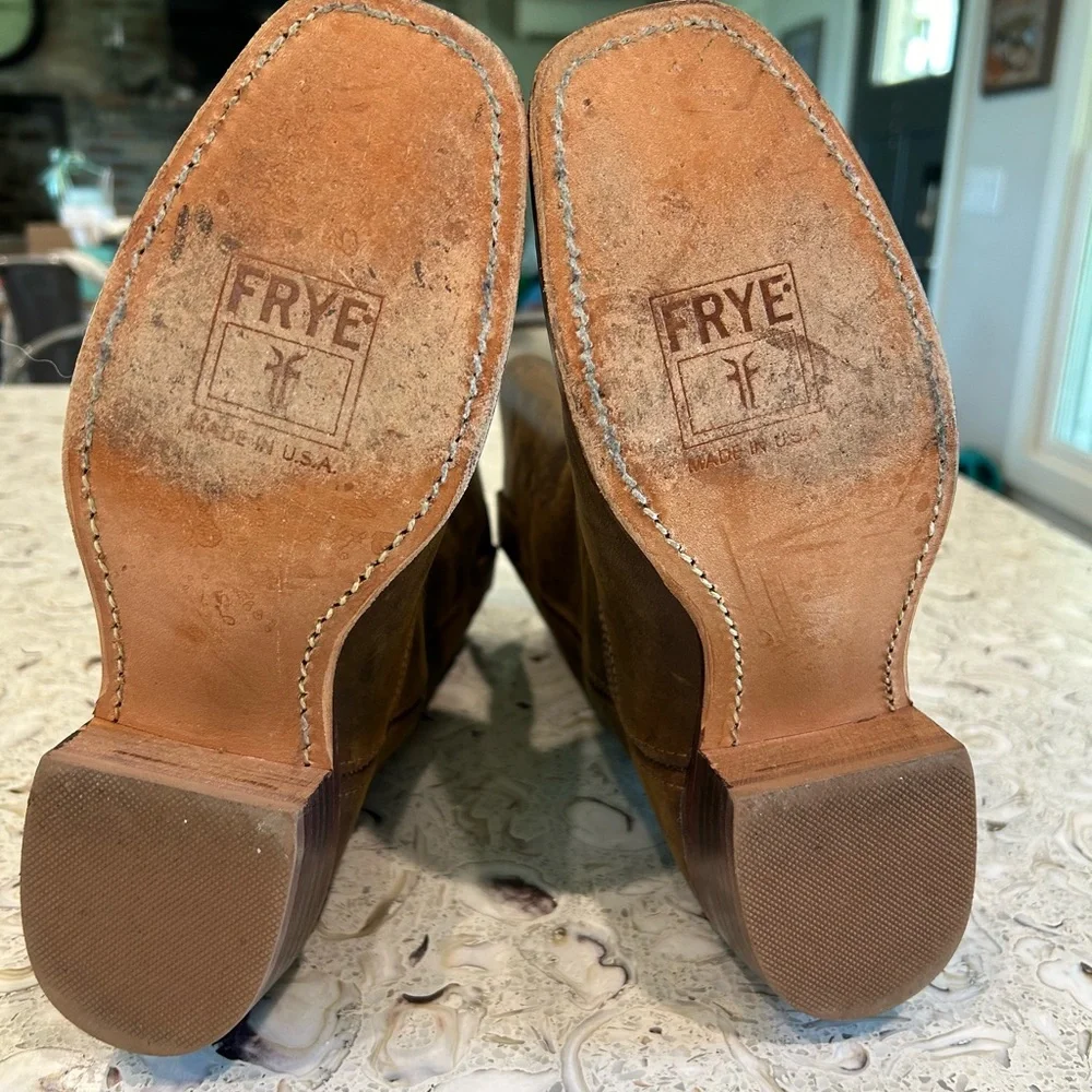$545 Frye Campus 12L Dark Brown Tan Leather Vintage Distress Square Cowboy Boot